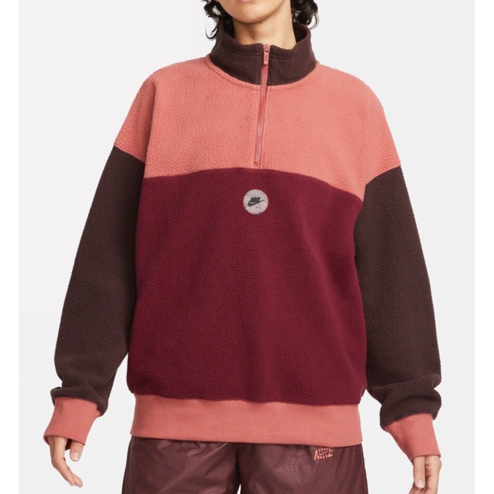 Nike Sports Utility Fleece 1/4 Zip Pullover Sweater Womens Small Colorblock